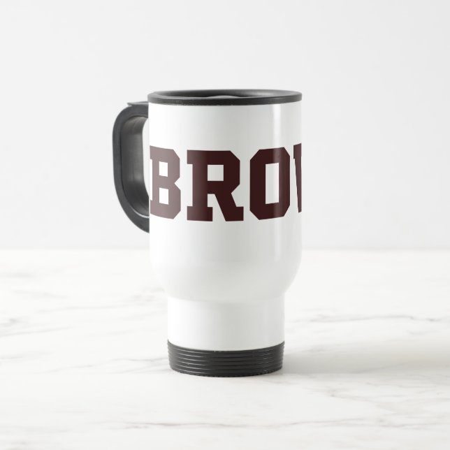 Brown Text Logo Travel Mug (Front Left)