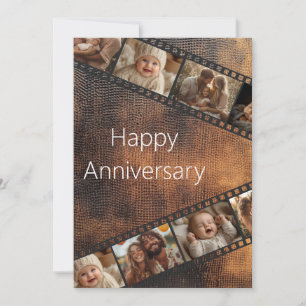 Brown Texture Film Strip Photo Anniversary Card