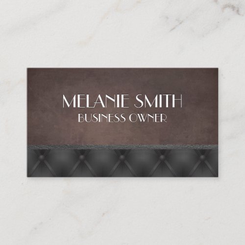 Brown Texture Leather Trim  Upholstered Business Card