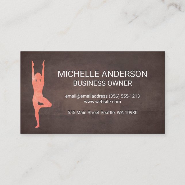 Brown Texture | Yoga Business Card (Front)