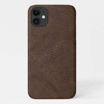 Brown Textured Leather Iphone 11 Case by pjwuebker at Zazzle