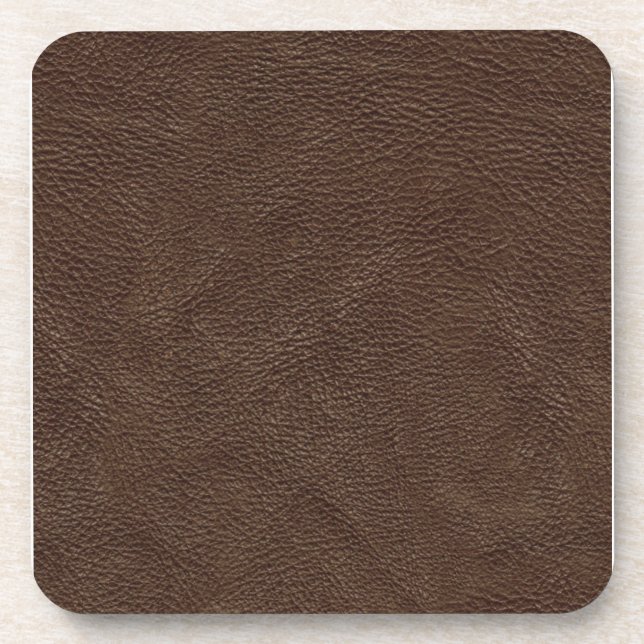 Brown Textured Leather Coaster (Front)