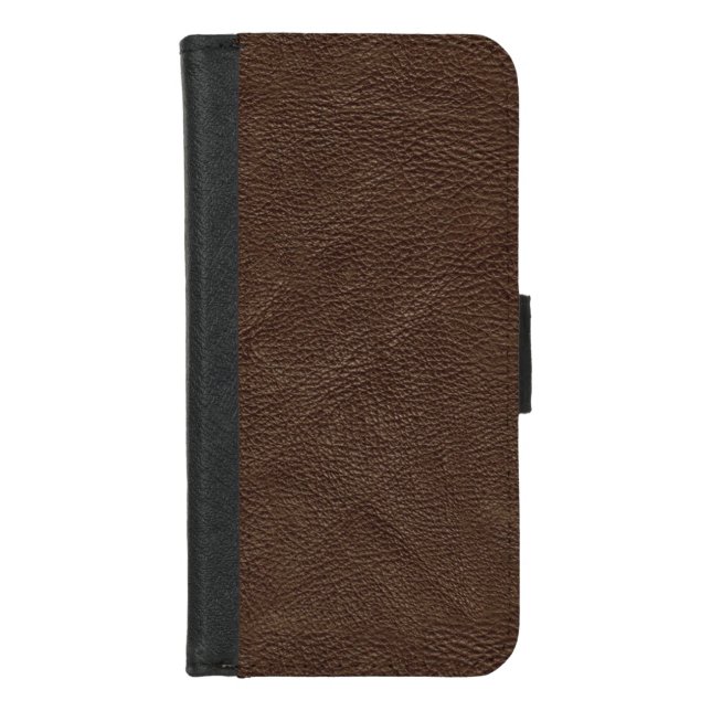 Brown Textured Leather iPhone Wallet Case (Front)