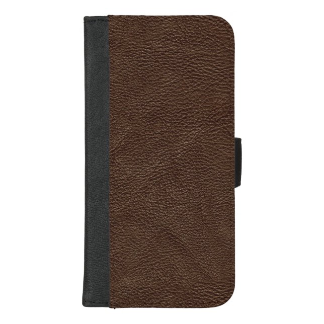 Brown Textured Leather iPhone Wallet Case (Front)
