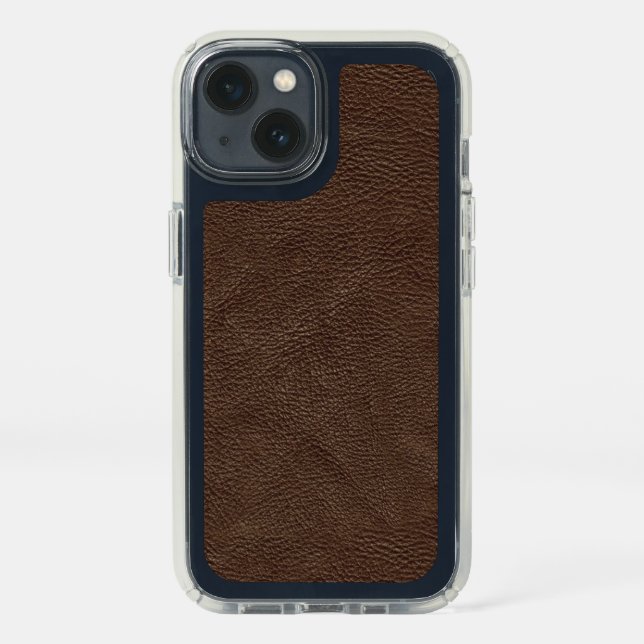 Brown Textured Leather Pattern Speck iPhone 13 Case (Front)