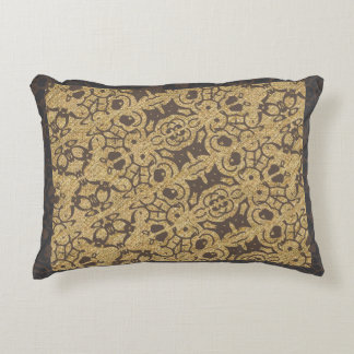 Brown Textured Multi pattern Design Accent Pillow