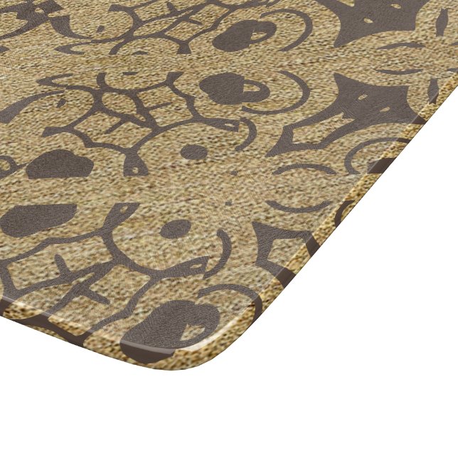 Brown Textured Multi pattern Design Cutting Board (Corner)