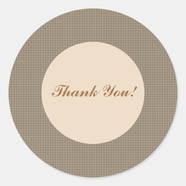 Brown Thank You Classic Round Sticker (Front)