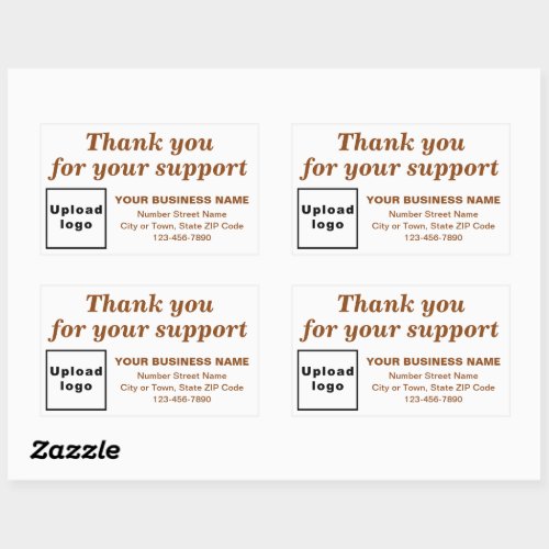 Brown Thank You For Your Support on White Rectangular Sticker