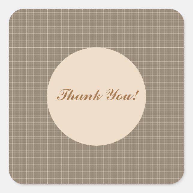 Brown Thank You Square Sticker (Front)