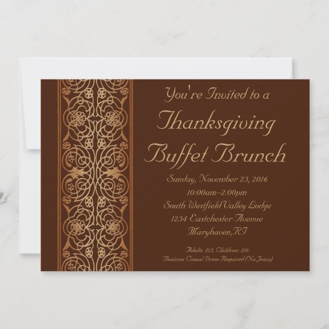 Brown Thanksgiving Dinner or Buffet Invitations (Front)