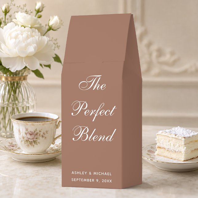 Brown The Perfect Blend Calligraphy Wedding Favors Roasted Coffee (Creator Uploaded)