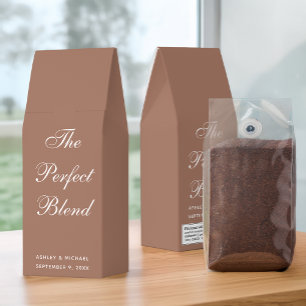 Brown The Perfect Blend Calligraphy Wedding Favors Roasted Coffee