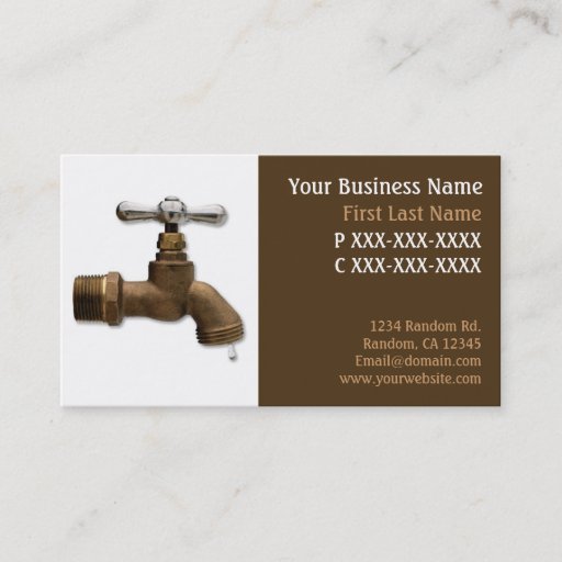 Customizable Brown theme plumbing faucet business cards