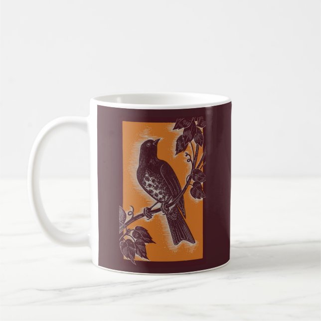 brown thrush with orange coffee mug (Left)