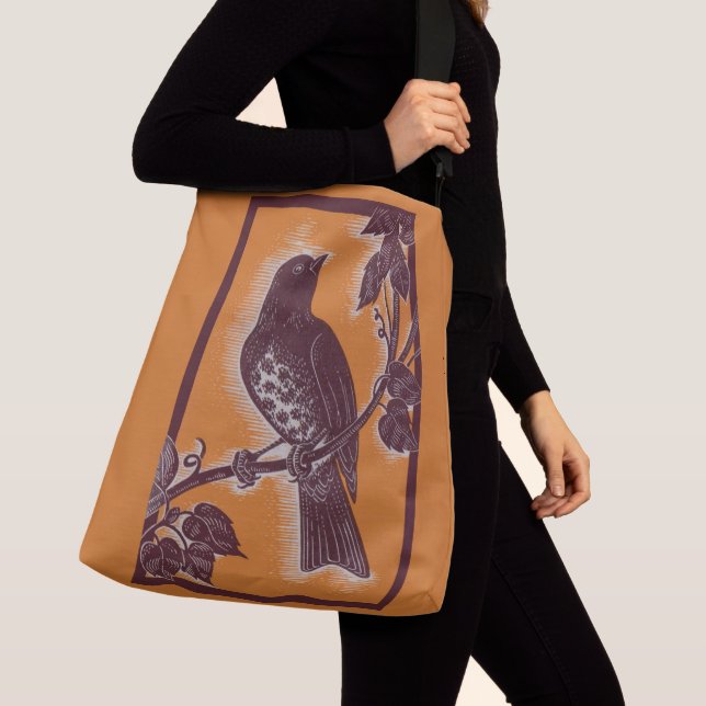 brown thrush with orange crossbody bag (Close Up)
