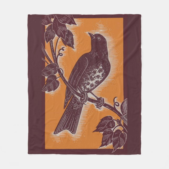 brown thrush with orange fleece blanket (Front)