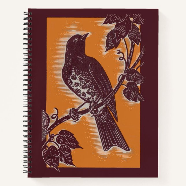 brown thrush with orange notebook (Front)