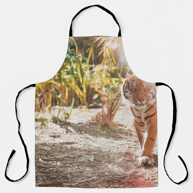 BROWN TIGER IN WALKING GESTURE APRON (Front)