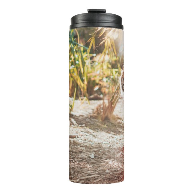 BROWN TIGER IN WALKING GESTURE THERMAL TUMBLER (Front)