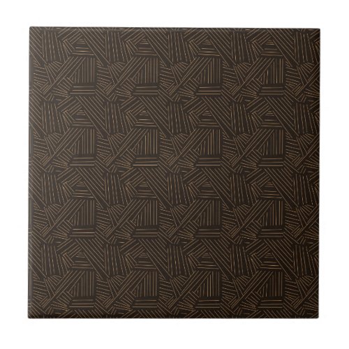 Brown Tiki Pattern Polynesian Look Rustic Decor Ceramic Tile