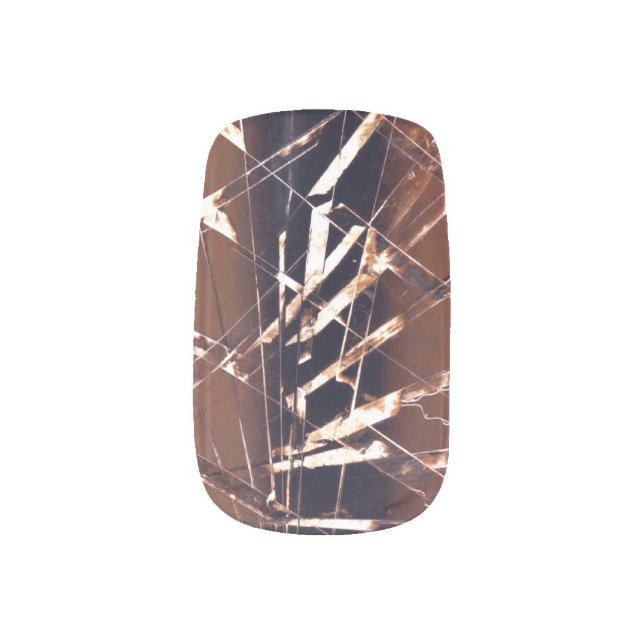 Brown to Black with White  Minx Nail Art (Left Thumb)