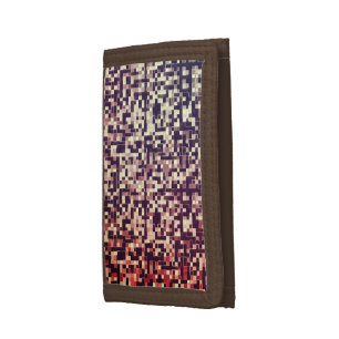 Brown to red, tile or small squares type pixeled tri-fold wallet