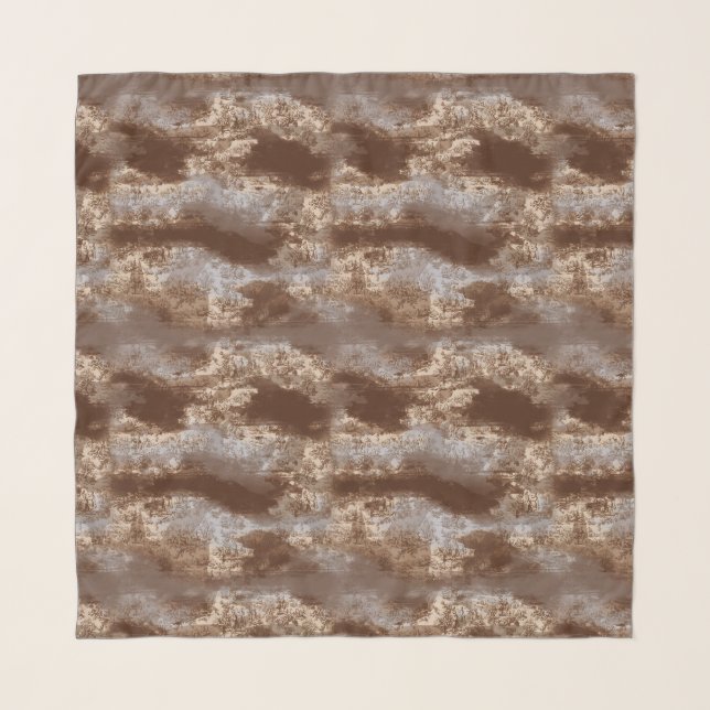 Brown Toile Abstract Square Scarf (Front)