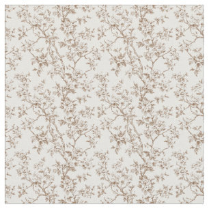 Brown Toile with Blossoms and Branches Fabric
