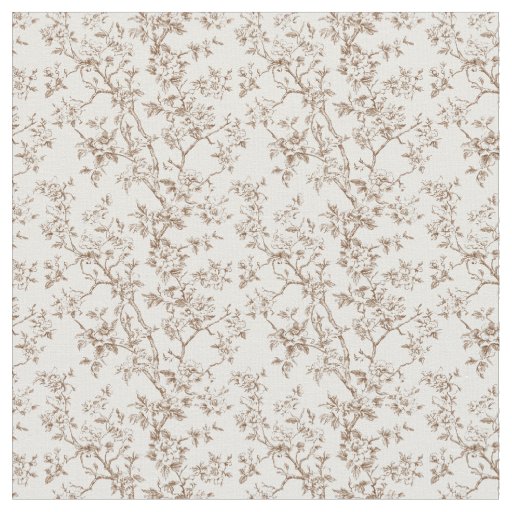 Brown Toile with Blossoms and Branches Fabric