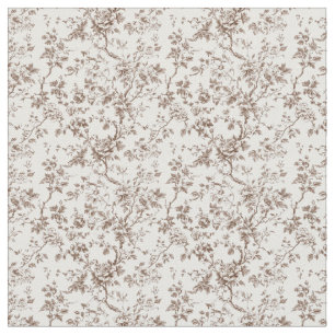 Brown Toile with Roses and Twisting Vines Fabric