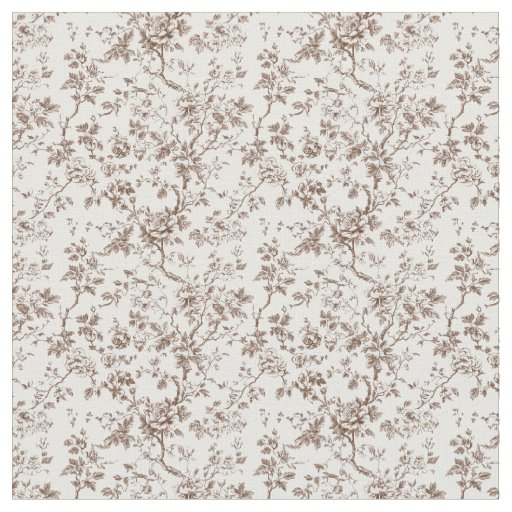 Brown Toile with Roses and Twisting Vines Fabric