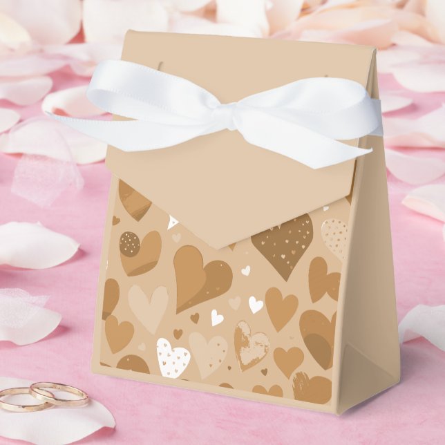 Brown-toned hearts pattern. favor boxes (Wedding)