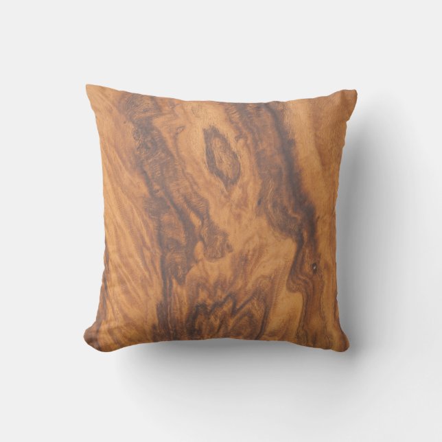 Brown Tones Faux Wood Throw Pillow (Front)