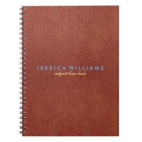 Brown Tones Floral Pattern Suede Leather Look Notebook