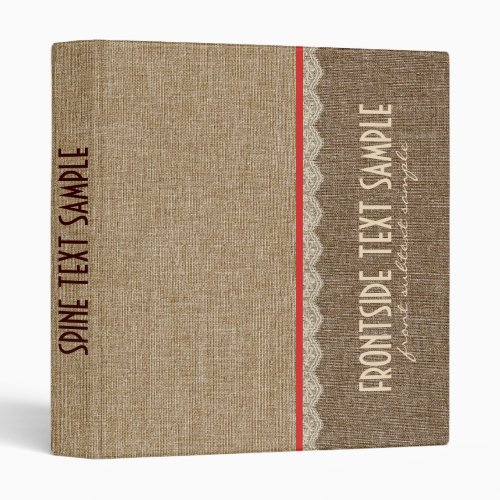 Brown Tones Linen Burlap Fabric Look 3 Ring Binder