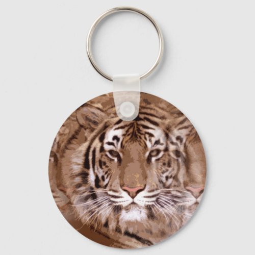 Brown Tones Tiger Face Keychain