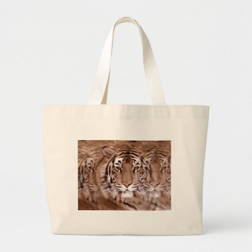 Brown Tones Tiger Face Large Tote Bag