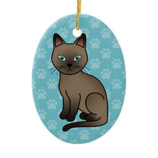 Brown Tonkinese Cat Ceramic Ornament