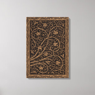 Brown Tooled Leather Art Nouveau Floral Canvas Print