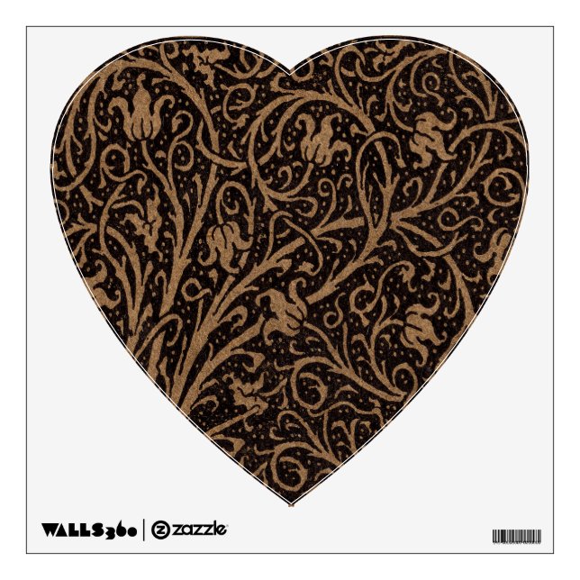 Brown Tooled Leather Art Nouveau Floral Wall Decal (Front)