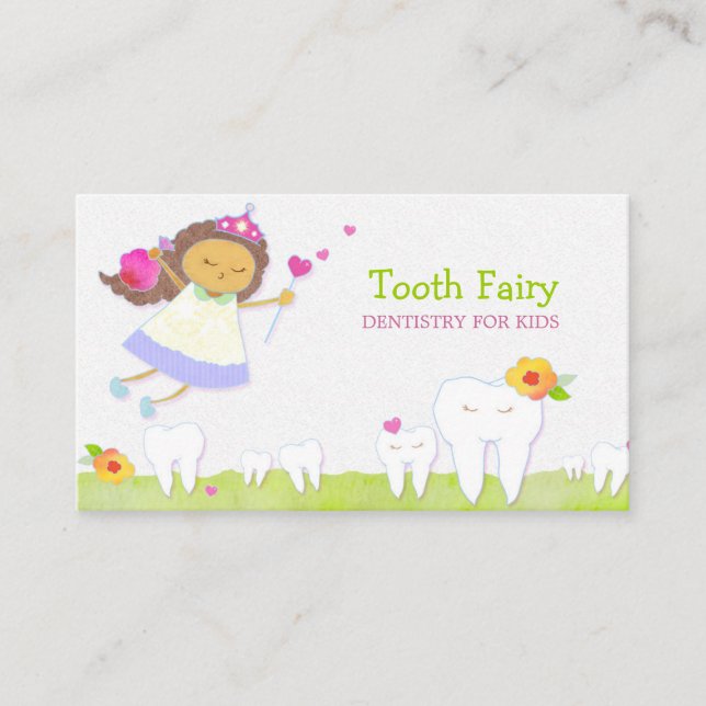 Brown Tooth Fairy Pediatric Dentists Business Card (Front)
