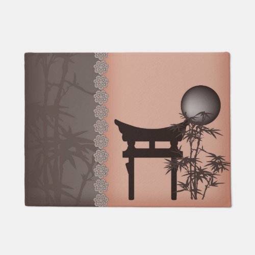 Brown Torii bamboo moon Doormat