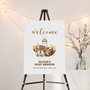 Brown Touchdown Football Baby Shower Welcome Sign