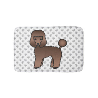 Brown Toy Poodle Cute Cartoon Dog Bath Mat