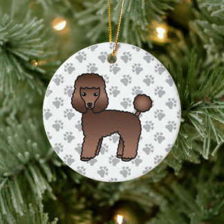 Brown Toy Poodle Cute Cartoon Dog Ceramic Ornament