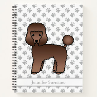 Brown Toy Poodle Cute Cartoon Dog &amp; Custom Text Notebook