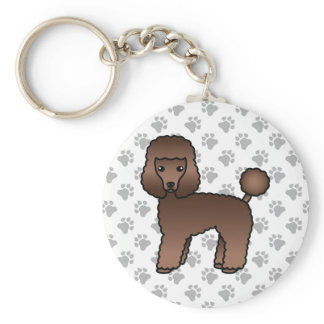 Brown Toy Poodle Cute Cartoon Dog Keychain