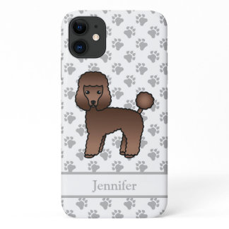 Brown Toy Poodle Cute Cartoon Dog &amp; Name iPhone 11 Case