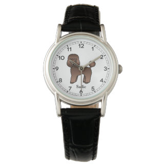 Brown Toy Poodle Cute Cartoon Dog &amp; Name Watch